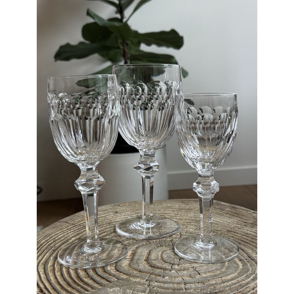 Waterford Curraghmore Cordial Hock Crystal Wine Glasses Knob Stem Trio Set Of 3